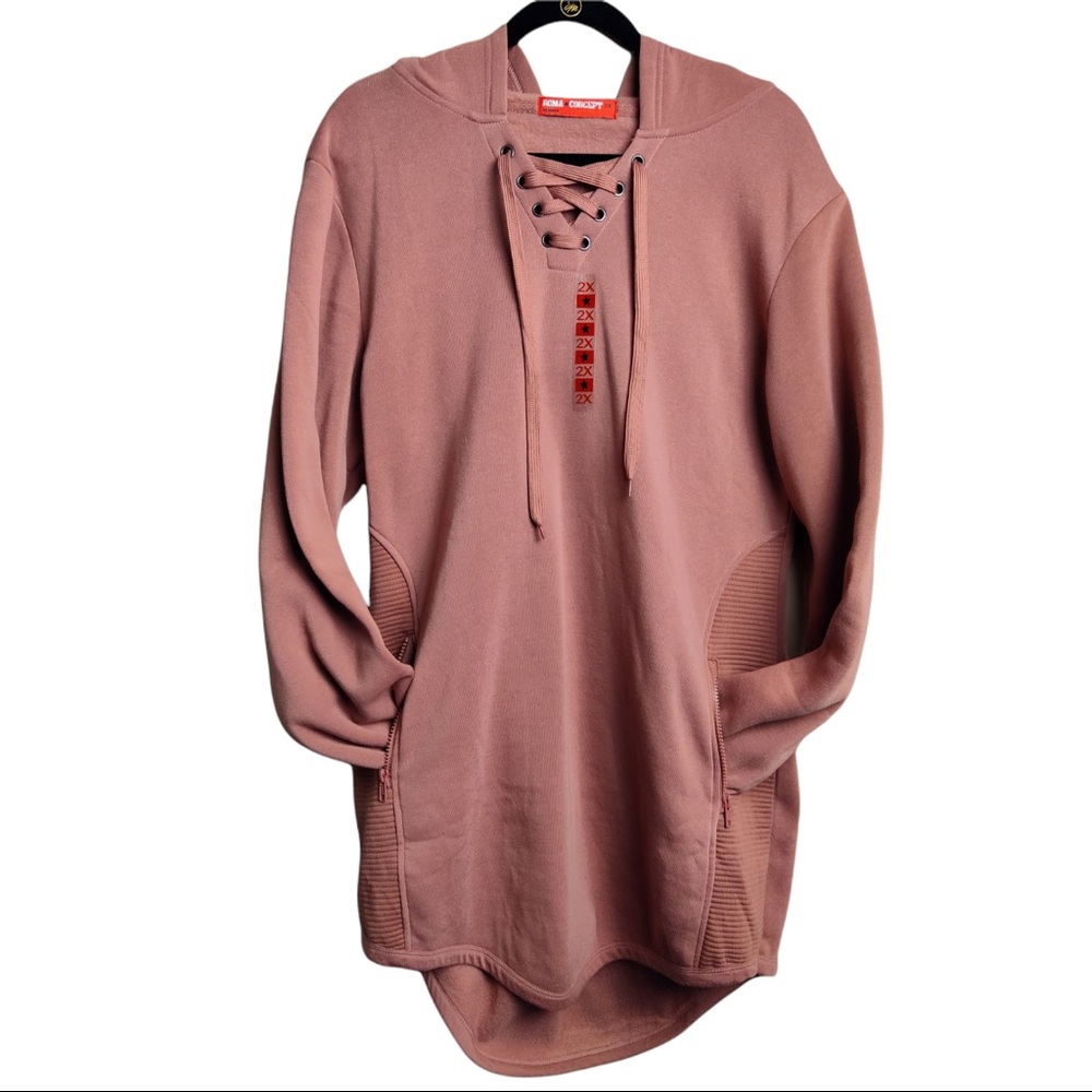 Roma concept pink hooded dress with zip pockets